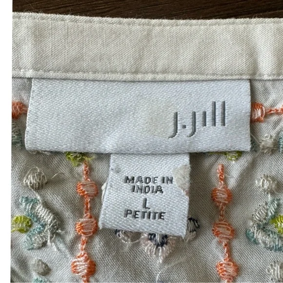 J. Jill light floral embroidered asymmetrical tunic popover size large boho - Picture 5 of 7